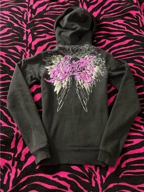 Y2K vintage grunge goth rare 2000s Socal zip up with wings